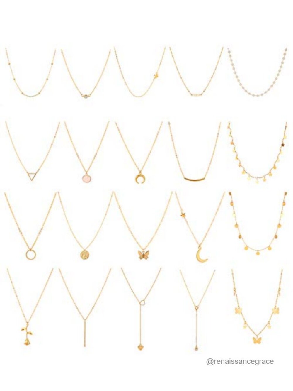 20 Pcs Dainty Choker Necklace Set for Women 14k Gold Plated Layering